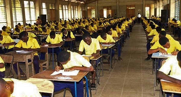 Students in an exam hall