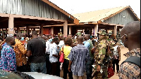 The traders during the protest