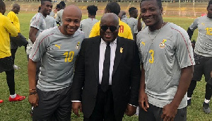 President Nana Akufo-Addo with Andre Ayew and Asamoah Gyan