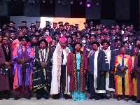 Officials of Accra Business School with the graduands