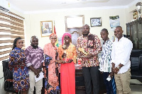 Sports Minister, Isaac Asiamah with Mukarama and her entourage