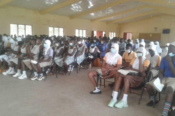 A cross section of students at a seminar on skills development in Wa