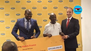 Joseph Enchil (middle) winner of MTN M'ahiti Promo