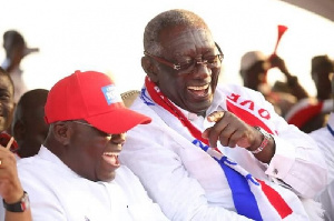 NPP Flagbearer Nana Akufo-Addo(L) in a hearty conversation with former President John Kufuor