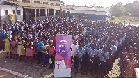 Some students of Labone SHS at the peace roadshow