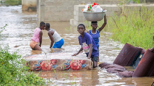 A scene from one of the communities that was affected by the Akosombo dam spillage