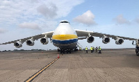 The Antonov An-225 Mriya, a strategic cargo flight, stopped in Accra to refuel