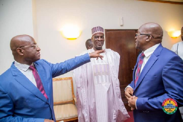 The leaders of the Majority and the Minority sides of parliament with the Speaker