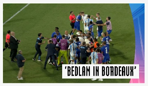 'Bedlam in Bordeaux' - Fighting breaks out at full-time