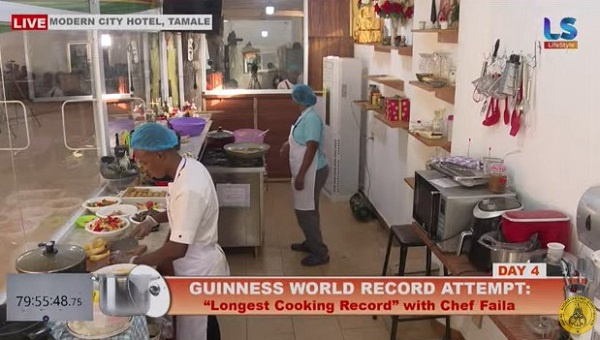 Chef Faliatu (far left) with one of her assistants