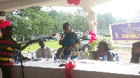 Otiko Djaba addressing some Persons with Disabilities