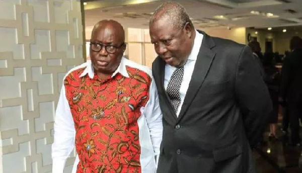 President Nana Akufo-Addo (L) taking a walk with Mr Martin Amidu (R)