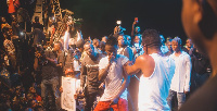 Stonebwoy and Shatta Wale on stage