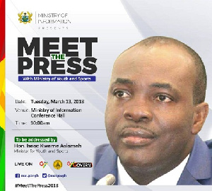 Minister of Youth and Sports Hon. Isaac Kwame Asiamah  meets the media today