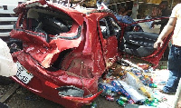 One of the cars involved in the crash