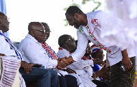 Bernard Mornah greeting Ex- President Kufuor and President Akufo-Addo