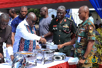 President Akufo-Addo serving officers of Ghana Armed Forces lunch