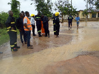 GNFS officials touring some flood-prone communities in the Cape Coast Metropolis