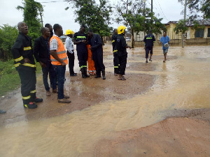 GNFS officials touring some flood-prone communities in the Cape Coast Metropolis