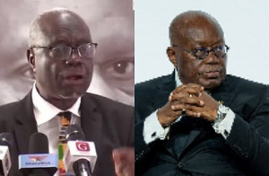 Justice Saeed Kwaku Gyan (left) and President Nana Addo Dankwa Akufo-Addo