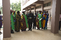 President Mahama and Prof. Naana Opoku-Agyemang - Educational Minister arriving at the ceremony