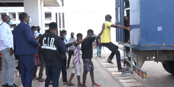 Some of the arrested secessionists in the company of CID officials