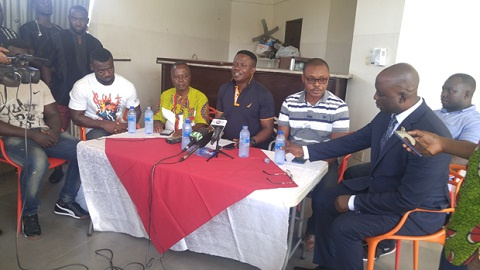 Some suspended NPP executive members at a press conference