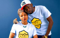 The couple in Stonebwoys shirt