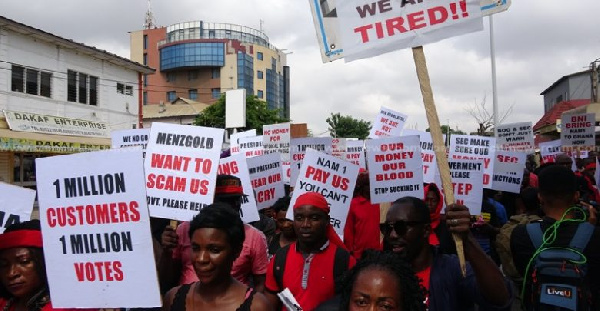 File photo of a protest by the Aggrieved Customers of Menzgold