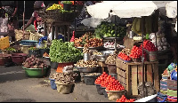 Foodstuff being sold at a market in Accra