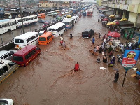 A part of Kaneshie market submerged after a torrential rainfal