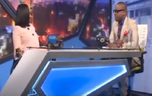 Christine-Marie Nyantakyi interacting with Paul Adom-Otchere on Good Evening Ghana