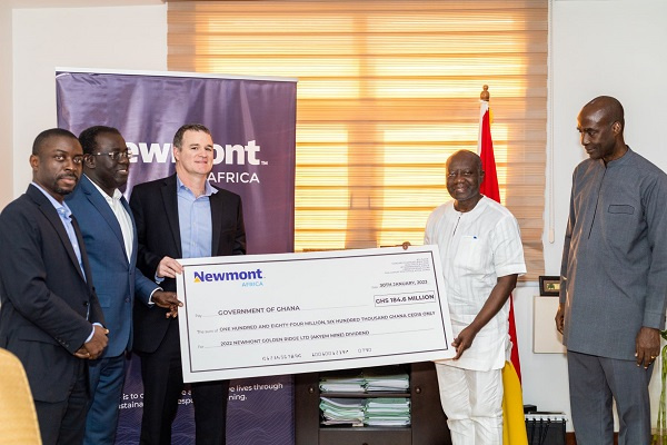 Executives of Newmont Africa’s Akyem mine with Ken Ofori-Atta