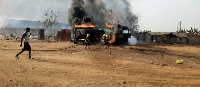 A shot of the tanker on fire