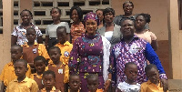 Second Lady Samira Bawumia in a group photograph with some students