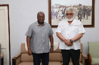 Former presidents Jerry John Rawlings and John Dramani Mahama