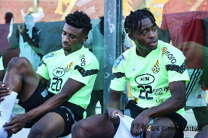 Mohammed Kudus and Kamaldeen Sulemana during Black Stars training