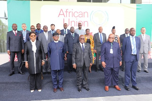 Akufo-Addo (middle, first row) who is current Chairman of ECOWAS hosted an AU forum on coups