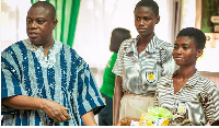 A Forestry Commission official with some winners of the quiz competition