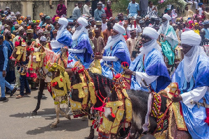 Some Muslims participating in horse race