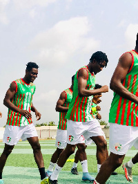 Karela United players warming up