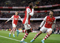 Thomas Partey celebrates a goal with team mates