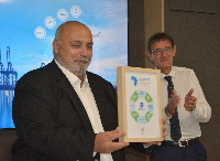 Mohamed Samara, the CEO of MPS, displays the award