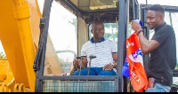 Fredrick Obeng Adom at the construction site