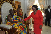 CEO of Vodafone Ghana, Yolanda Zoleka Cuba with Asantehene Otumfuo Osei Tutu II