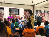 The MP for Asokwa  interacting with adolescent girls in her constituency