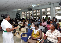 The Expectant mothers listening to Mrs Edna Afia Kisseh during her presenatation