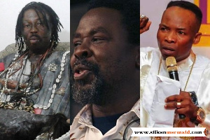 Kwaku Bonsam (L), TB Joshua and Archbishop Salifu Amoako (R)