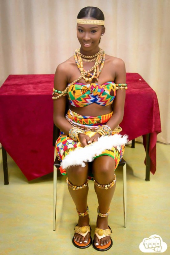 Full view of Maybeline Akua flaunting her African outfit