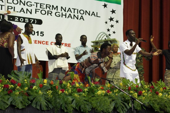 Okyeame Kwame performing on stage